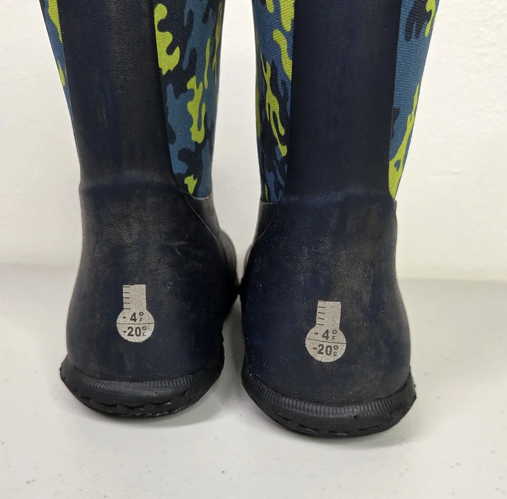 Bogs K YORK NEO CAMO Kids Blue and Green Camouflage Rain Snow Boots